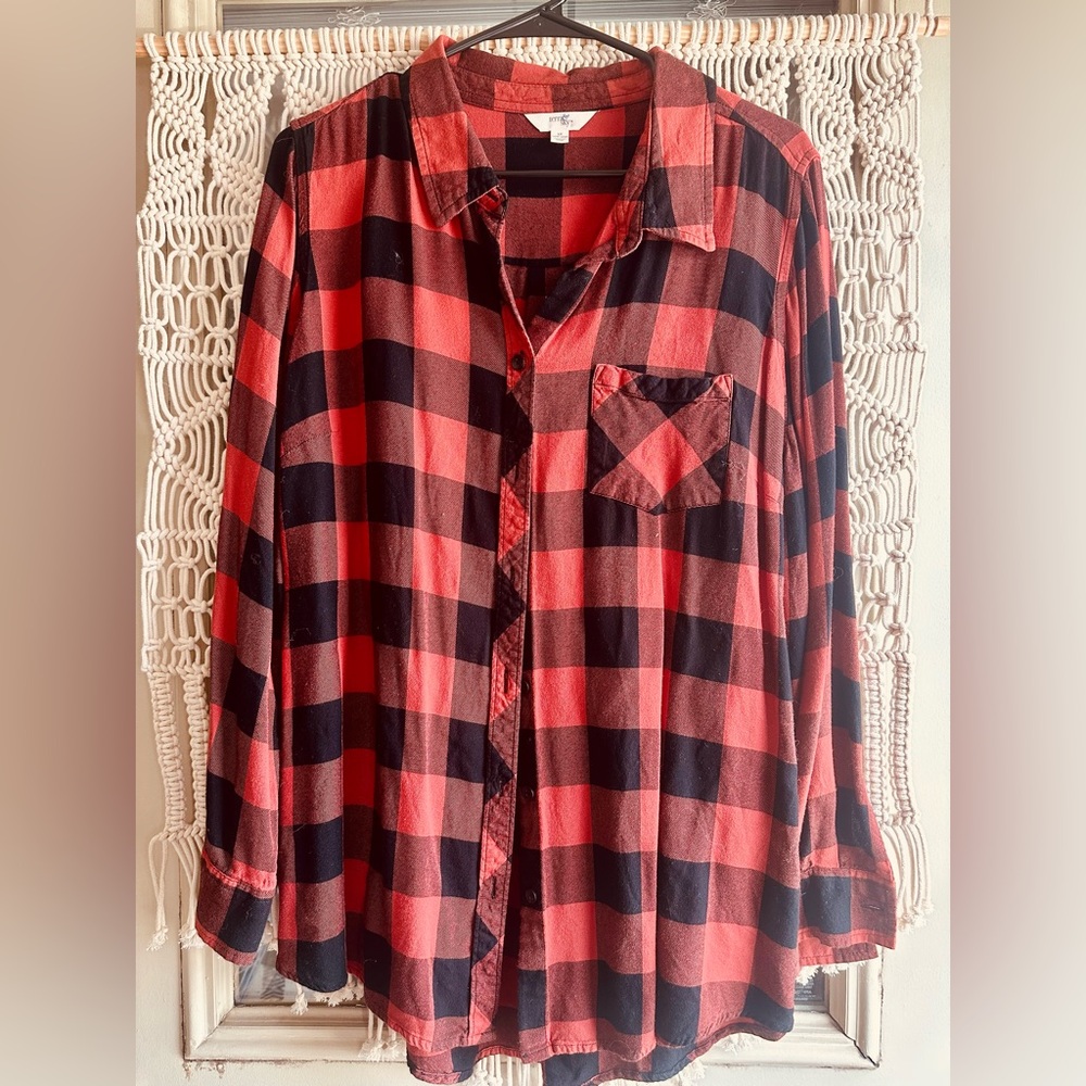 Plaid Red and Black Women's Top